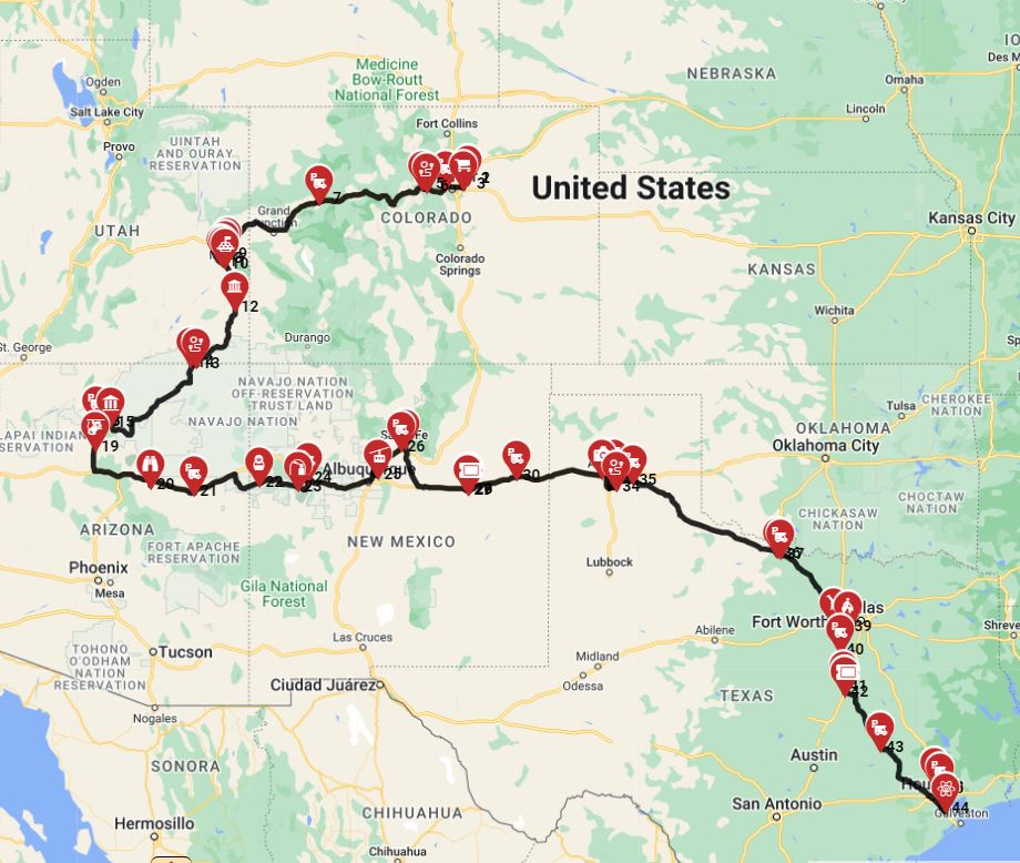 With an RV  from Denver to Houston